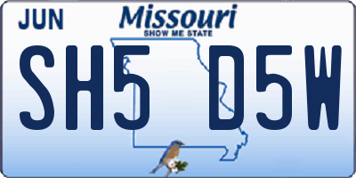 MO license plate SH5D5W