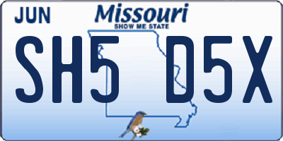 MO license plate SH5D5X