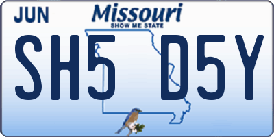 MO license plate SH5D5Y