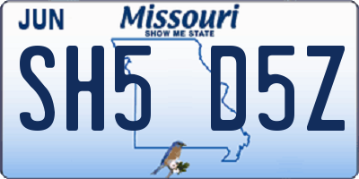 MO license plate SH5D5Z