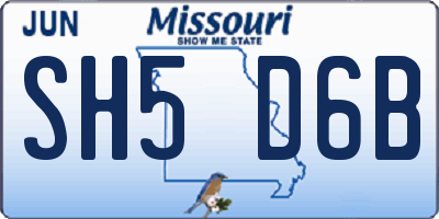 MO license plate SH5D6B