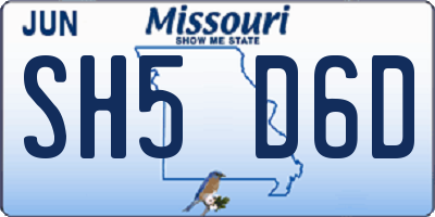MO license plate SH5D6D