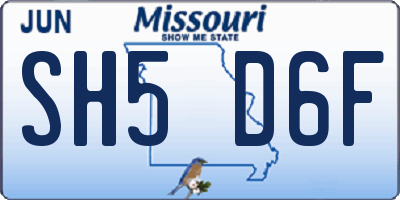 MO license plate SH5D6F