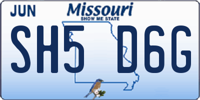 MO license plate SH5D6G