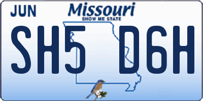 MO license plate SH5D6H