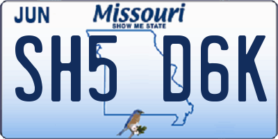 MO license plate SH5D6K