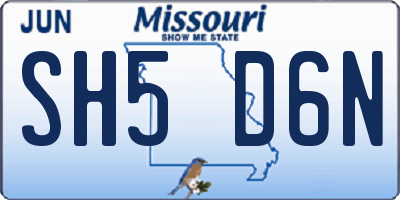 MO license plate SH5D6N
