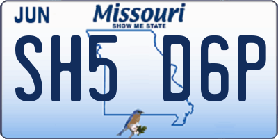 MO license plate SH5D6P