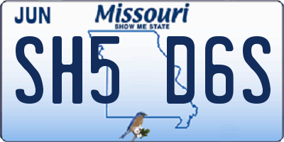 MO license plate SH5D6S