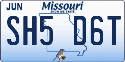 MO license plate SH5D6T