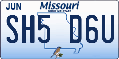MO license plate SH5D6U