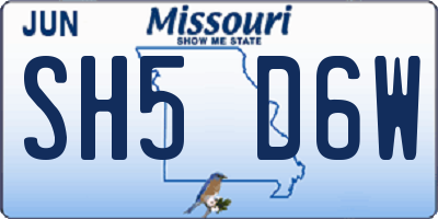 MO license plate SH5D6W