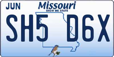 MO license plate SH5D6X