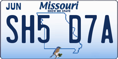 MO license plate SH5D7A