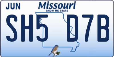 MO license plate SH5D7B