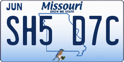 MO license plate SH5D7C
