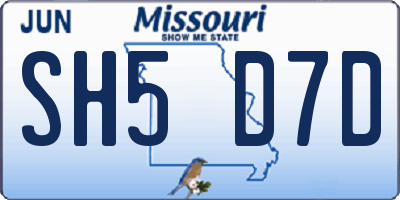 MO license plate SH5D7D