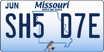 MO license plate SH5D7E