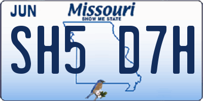 MO license plate SH5D7H