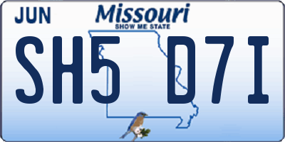 MO license plate SH5D7I