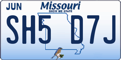 MO license plate SH5D7J