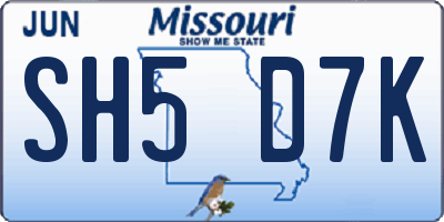 MO license plate SH5D7K