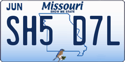 MO license plate SH5D7L