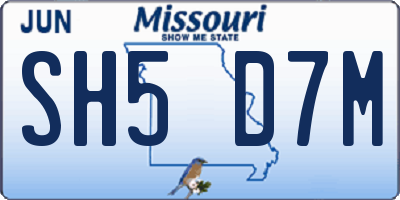 MO license plate SH5D7M