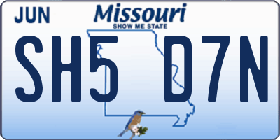 MO license plate SH5D7N
