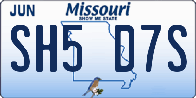 MO license plate SH5D7S