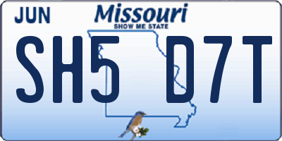 MO license plate SH5D7T
