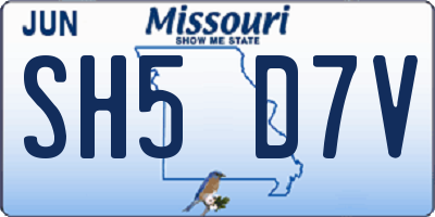 MO license plate SH5D7V