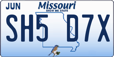 MO license plate SH5D7X