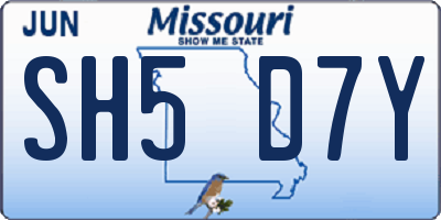 MO license plate SH5D7Y