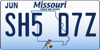 MO license plate SH5D7Z