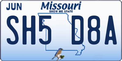 MO license plate SH5D8A
