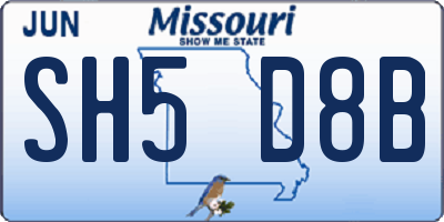 MO license plate SH5D8B