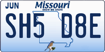 MO license plate SH5D8E
