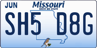 MO license plate SH5D8G