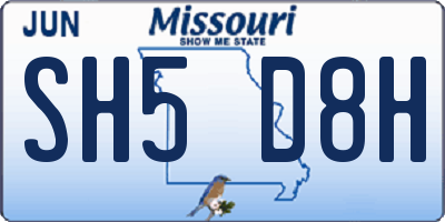 MO license plate SH5D8H