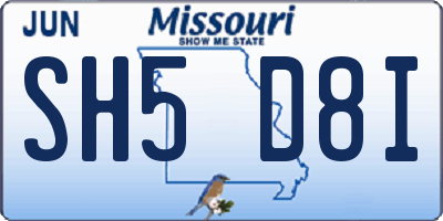 MO license plate SH5D8I