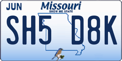 MO license plate SH5D8K