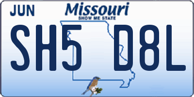 MO license plate SH5D8L