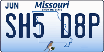 MO license plate SH5D8P