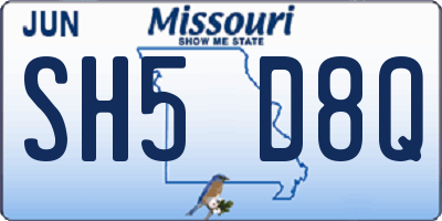 MO license plate SH5D8Q