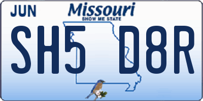 MO license plate SH5D8R