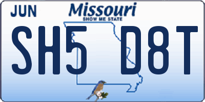 MO license plate SH5D8T