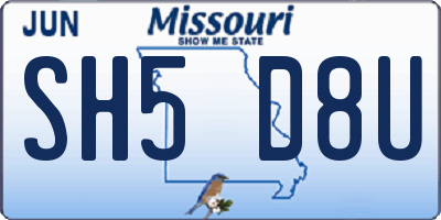 MO license plate SH5D8U