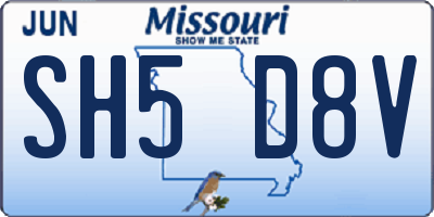 MO license plate SH5D8V