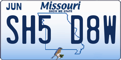 MO license plate SH5D8W